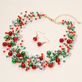 Christmas Bauble Cluster Beaded Necklace
