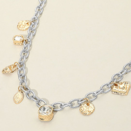 Stone Pointe Mixed Charm Chunky Chain Necklace