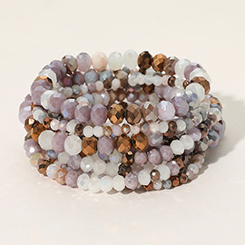 9PCS - Faceted Bead Stretch Bracelets
