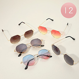 12Pairs - Retro Geometric Frame Tinted Lens Sunglasses