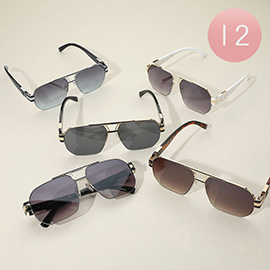 12Pairs - Retro Aviator Tinted Lens Sunglasses