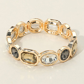 Oval Emerald Cut Stone Accented Stretch Bracelet
