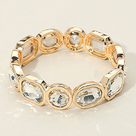 Oval Emerald Cut Stone Accented Stretch Bracelet