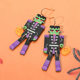 Halloween Monster Frankenstein Pumpkin Dangle Earrings