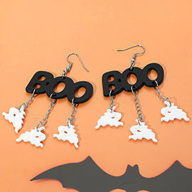 BOO Message Halloween Ghost Drop Earrings