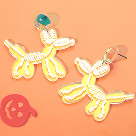 Halloween Skeleton Balloon Dog Dangle Earrings
