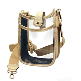 Solid Faux Leather Transparent Crossbody Bag