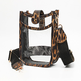 Solid Faux Leather Transparent Crossbody Bag