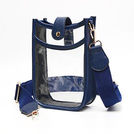 Solid Faux Leather Transparent Crossbody Bag