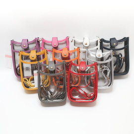 Solid Faux Leather Transparent Crossbody Bag