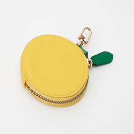 Faux Leather Lemon Keychain / Bag Charm / Coin Purse