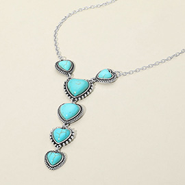 Boho Vintage Southwestern Turquoise Heart Pendant Necklace