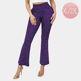 Plus Size Bling Studded Flare Leggings