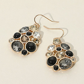 Mixed Stone Cluster Dangle Earrings