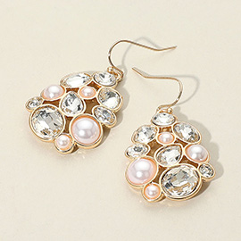 Mixed Stone Cluster Dangle Earrings