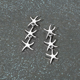 Triple Metal Starfish Link Drop Earrings