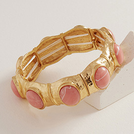 Retro Chunky Oval Stone Accent Stretch Bracelet