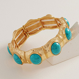 Retro Chunky Oval Stone Accent Stretch Bracelet