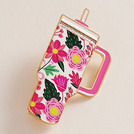 Vibrant Floral Pattern Enamel Tumbler Pin Brooch