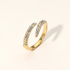 SECRET BOX_Stainless Steel Rhinestone Paved Wrap Ring