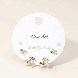 SECRET BOX_Pearl Butterfly Cherry Stud Earring Set