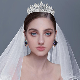 Full Marquise Oval Glass Stone Cluster Crown Princess Tiara
