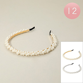 12PCS - Pearl Beaded Headbands