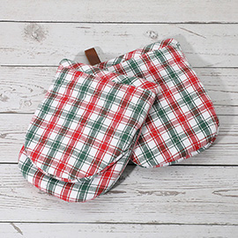 2PCS - Classic Checkered Pattern Quilted Oven Mitt Set