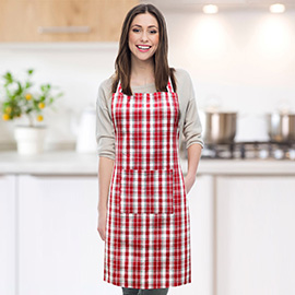 Classic Checkered Pattern Front Pocket Kitchen Apron