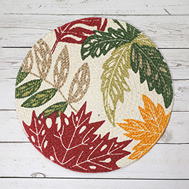 Fall Leaf Pattern Printed Round Placemat