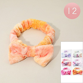 12PCS - Soft Stretch Plush Bow Headbands