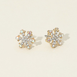 Rhinestone Paved Snowflake Stud Earrings