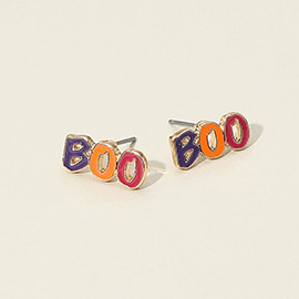 BOO Halloween Message Stud Earrings