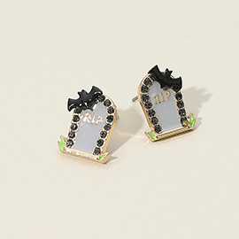 Halloween RIP Tombstone Stud Earrings
