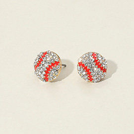Rhinestone Baseball Stud Earrings
