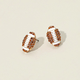 Rhinestone Football Stud Earrings