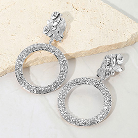 Rhinestone Paved Ring Dangle Evening Clip One Earrings