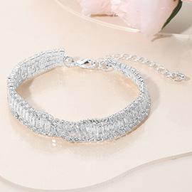 Baguette CZ Stone Embellished Evening Bracelet