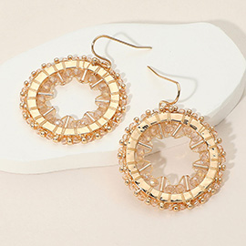 Geometric Faceted Beaded Ring Dangle Earrings
