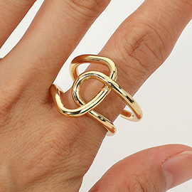SECRET BOX_14K Gold Dipped Twisted Open Band Adjustable Ring