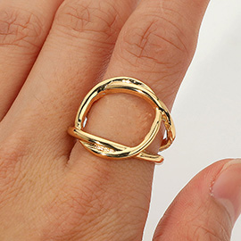 SECRET BOX_14K Gold Dipped Twisted Open Band Adjustable Ring