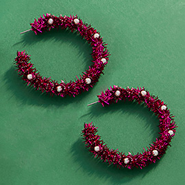 Christmas Tinsel Hoop Earrings