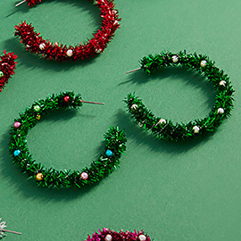 Christmas Tinsel Hoop Earrings