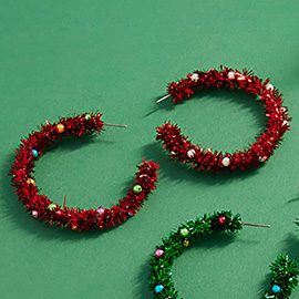 Christmas Tinsel Hoop Earrings