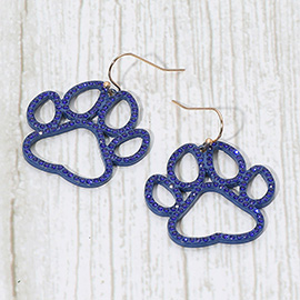 Rhinestone Paved Gameday Paw Dangle Earrings