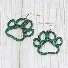 Rhinestone Paved Gameday Paw Dangle Earrings