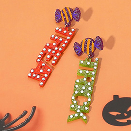 Resin Halloween TRICK or TREAT Message Dangle Earrings