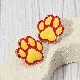 Enamel Game Day Paw Stud Earrings