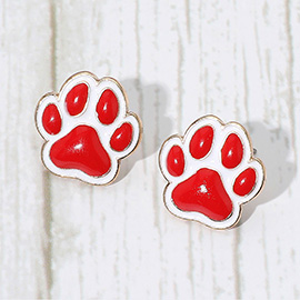 Enamel Game Day Paw Stud Earrings