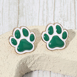 Enamel Game Day Paw Stud Earrings